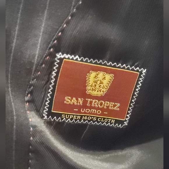 Mens Black Pinstripe Business Suit - Picture 2 of 3